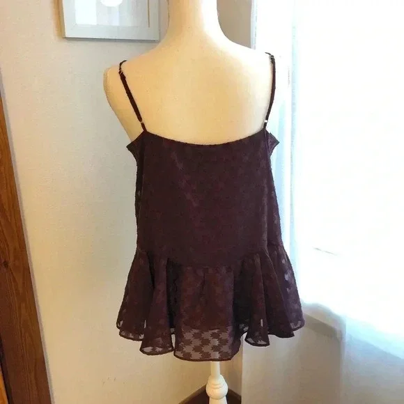 Metaphor Burgundy Peplum Top - Picture 3 of 4